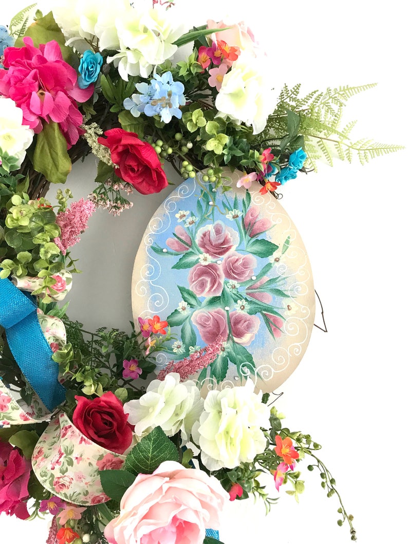 large Easter wreath Extra Large Wreath Spring Flower Wreath for Door Shabby Chic Wreaths for Front Door hydrangea Wreath with Roses