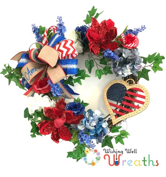 Patriotic Door Hanger Patriotic Wreaths For Front Door 4th Etsy