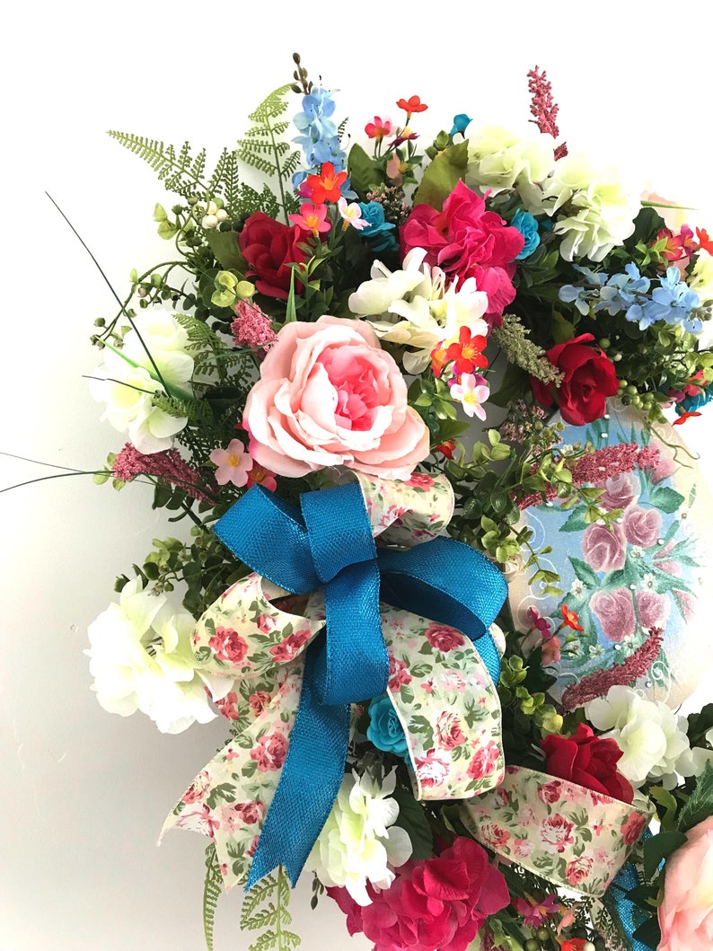 large Easter wreath Extra Large Wreath Spring Flower Wreath for Door Shabby Chic Wreaths for Front Door hydrangea Wreath with Roses