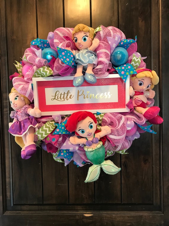 Disney Princess Wreath Princess Wreath Girls Room Wreath Baby Girl Wreath Rapunzel Wreath Princess Decor Cinderella Wreath Ariel Door