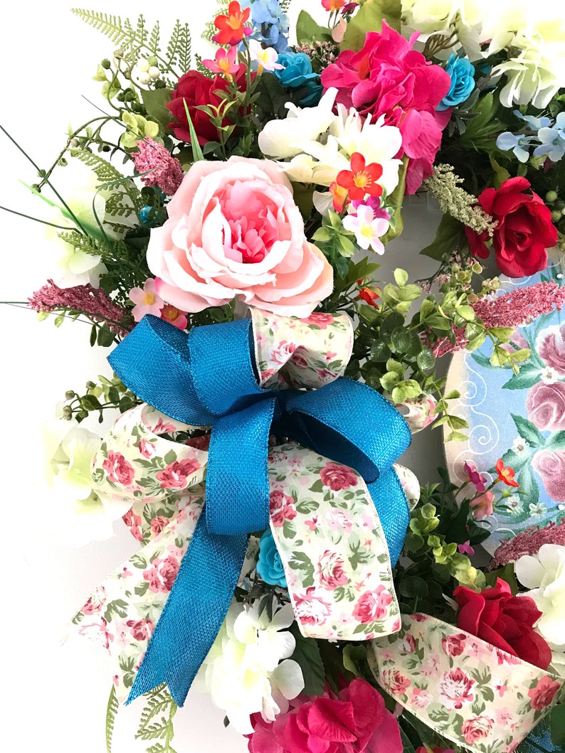 large Easter wreath Extra Large Wreath Spring Flower Wreath for Door Shabby Chic Wreaths for Front Door hydrangea Wreath with Roses