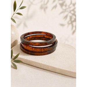 Vintage Tortoiseshell Lucite Bangle Bracelet Set of 3 Amber Brown Tested