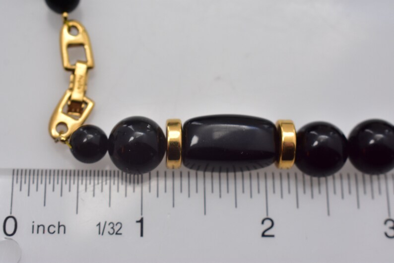 Vintage Napier Black Plastic Unique Mod Retro Style Beaded Necklace