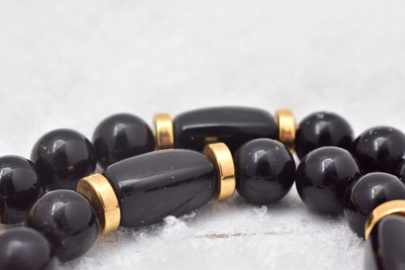 Vintage Napier Black Plastic Unique Mod Retro Style Beaded Necklace