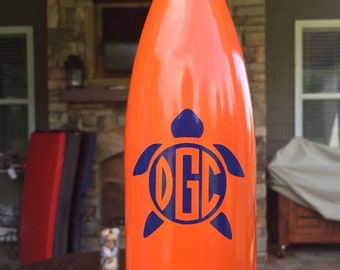 Turtle Monogram Decal, Monogram Decal, Customized Decal, Personalized Decal, Custom Monogram