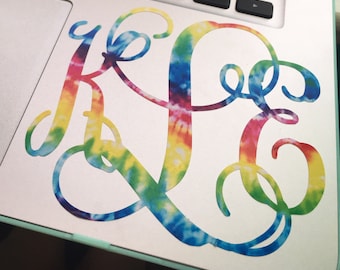 Tie Dye Monogram Decal, Customized Monogram, Tie Dye Monogram, Monogram Decal
