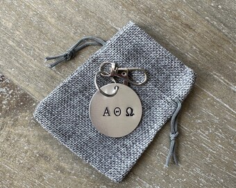 Greek Letter,Key Chain,Stamped Key Chain, Hand Stamped Key Chain,Personalized Hand Stamped Key Chain,Big Little Gift,Sorority Family Gift