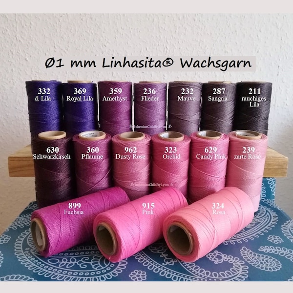 Ø 1mm Linhasita® Wachsgarn: 5m/ 10m/ 20m ~ Makrameegarn, Makrameeschnur, Schmuckherstellung, Wachsschnüre, Ledernähgarn, Buchbinderei