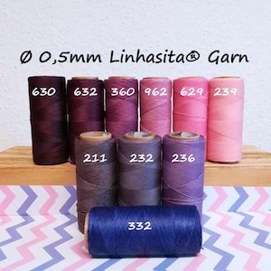 Ø 0,5 mm Linhasita® gewachstes Garn 5m/ 10m/ 20m Rosa, Pink, Lila - Schmuckherstellung • Makramee • Ledernähgarn • Scrapbook