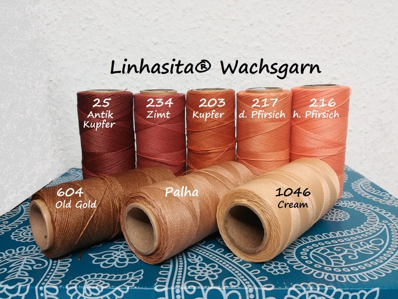 Ø 0,75mm Linhasita® Wachsgarn: 5m/ 10m/ 20m Makramee, Schmuckherstellung, Bastelgarn, gewachstes Garn, Leder Nähgarn, Polyester Wachsgarn Bild 3