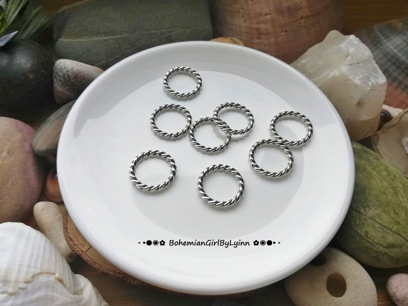 6x Twisted Metal Jump Rings/ Connector Rings Ø 15mm Jewellery Making Macrame Accessories Closed/ Soldered Rings Twisted Metal Rope image 2