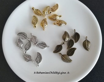 10x/ 20x/ 50x Dainty Leaf Charms ~ Jewellery Making • DIY Accessories • Metal Charms • Handicraft • Bracelet Charms • Macrame Charms • Leaf