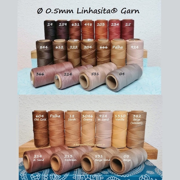 Ø0,5mm Linhasita® Wachsgarn: 5m/ 10m/ 20m- Makrameegarn • Schmuckherstellung • Kunsthandwerk • Wachsgarn •  Ledernähgarn • Lederverarbeitung