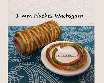 1,0mm flaches Wachsgarn: 5m/ 10m/ 20m ~ Makrameegarn, Schmuckherstellung, Bastelgarn, Polyester Wachsgarn, Leder Nähgarn, Bunte Farbverlauf