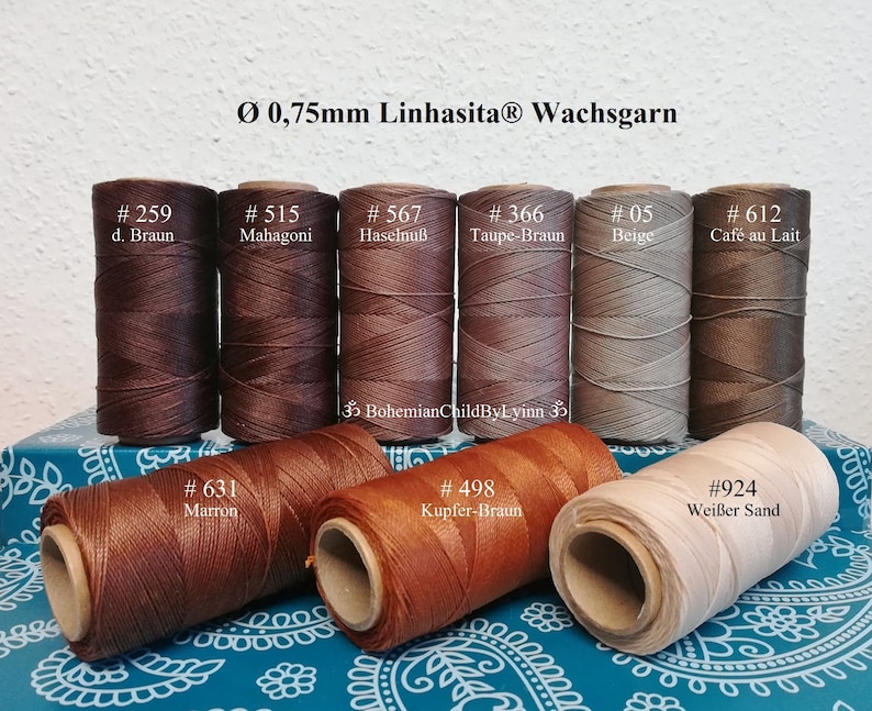 Ø 0.75mm Linhasita® Waxed Yarns: 5m/ 10m/ 20m Macrame Cords, Jewellery Making, Craft Yarns, Polyester Waxed Yarns, Leather Sewing Yarns image 9