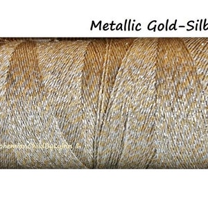 Ø0,5 mm Linhasita® Wachsgarn: 5m/ 10m/ 20m Metallic-Gold, Silber, Gold-Silber oder Kupfer Makrameegarn, Schmuckherstellung, Ledernähgarn Gold-Silver