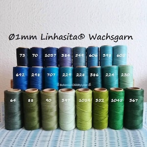 Ø 1mm Linhasita® gewachstes Garn 5m/ 10m/ 20m Blau, Grün, Minz, Türkis ~ Schmuckherstellung • Makramee • Ledernähgarn, Buchbinderei