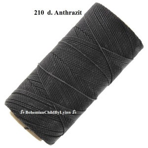 Ø 0.5mm Linhasita® Waxed Yarns: 5m/ 10m/ 20m Macrame Yarns Jewellery Making Waxed Threads Leather Sewing Threads Scrapbooking 210 d. Anthrazit