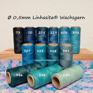 Ø 0,5mm Linhasita® Wachsgarn: 5m/ 10m/ 20m Makrameegarn Schmuckherstellung Kunsthandwerk Ledernähgarn Lederverarbeitung Bild 1