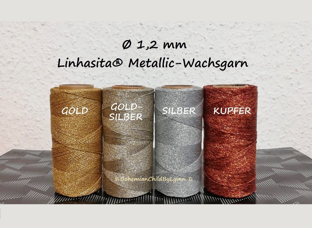 Waxed Wool Thread Ø 1.2mm Linhasita® Waxed Yarn: 5m/ 10m/ 20m Gold Silver - Etsy