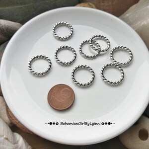 6x Twisted Metal Jump Rings/ Connector Rings Ø 15mm Jewellery Making Macrame Accessories Closed/ Soldered Rings Twisted Metal Rope image 3