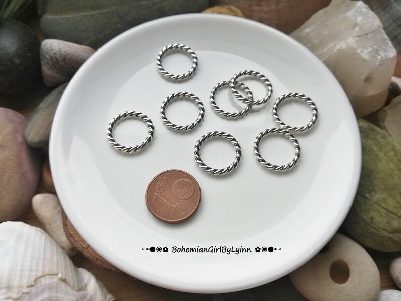 6x Twisted Metal Jump Rings/ Connector Rings Ø 15mm Jewellery Making Macrame Accessories Closed/ Soldered Rings Twisted Metal Rope image 3