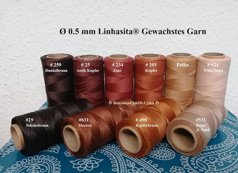 Ø0,5mm Linhasita® Wachsgarn: 5m/ 10m/ 20m Makrameegarn Schmuckherstellung Kunsthandwerk Wachsgarn Ledernähgarn Lederverarbeitung Bild 3