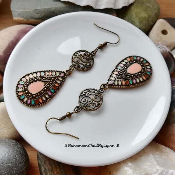 Ornament Bohemian Dangle Earrings ~ Handmade • Boho • Hippie • Goa • Festival • Vintage • Ethno • Statement Earrings • Oriental • Tribal