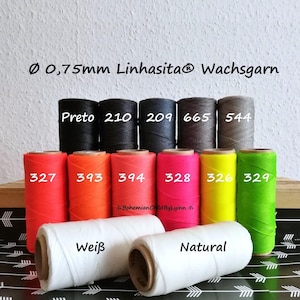Ø 0,75mm Linhasita® gewachstes Garn 5m/ 10m/ 20m Schwarz, Grau, Weiß, Neon ~ Schmuckherstellung • Makramee • Ledernähgarn