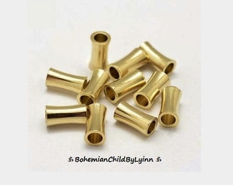 10x Big Hole Column Brass Beads 10 x 5mm - Spacer Beads • Jewellery Making • Macrame • Craftbeads • Hourglass • Raw Brass • Tube Beads