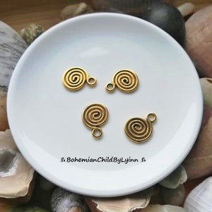 6x Spiral Anhänger 18mm x 13,5mm Schmuckherstellung Makramee Zubehör Schmuck Anhänger Boho Metallanhänger Wirbel Antikgold Bild 3