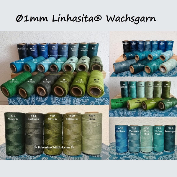 Ø 1mm Linhasita® Wachsgarn: 5m/ 10m/ 20m ~ Makrameegarn, Makrameeschnur, Schmuckherstellung, Wachsschnüre, Ledernähgarn, Buchbinderei