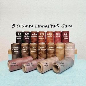 Ø 0,5mm Linhasita® gewachstes Garn 5m/ 10m/ 20m Creme, Beige, Rost, Braun - Schmuckherstellung • Makramee • Ledernähgarn