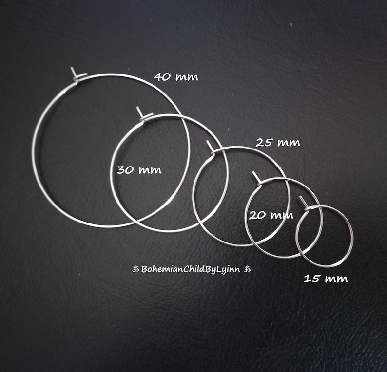 8x Creolen Ohrringe aus chirurg. 316L Edelstahl Ø 15mm/ 20mm/ 25mm/ 30mm/ 35mm/ 40mm Hypoallergen D.I.Y. Ohrringe Schmuckherstellung Bild 2