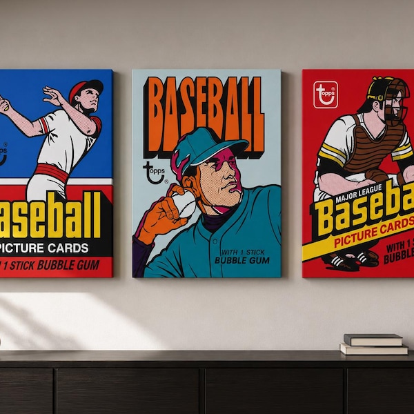 Heritage Wall - Vintage Baseball Canvas Art – Trading Card Display For Collectors (18x24 inch)