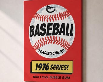 Quadro da parete Topps Baseball del 1976 - Opera d'arte vintage da collezione con cimeli sportivi.