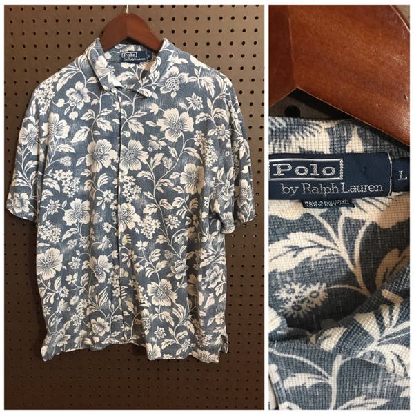 Polo Ralph Lauren Floral / Hawaiian Button Up Shirt Vintage Men's Large