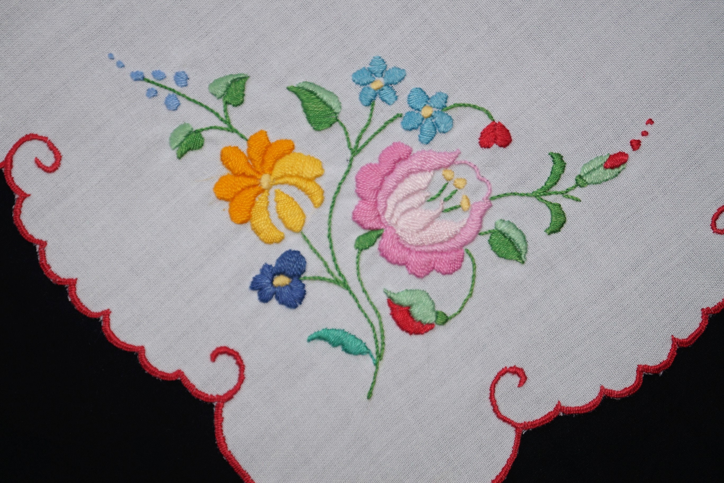 Hungarian Kalocsa Tablecloth 45/ 44 Cm Hand Embroidered Home Etsy