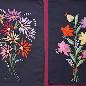 Hungarian set of 2 Kalocsa floral pictures 39/ 30 cm. hand embroidered home decors, Kitchen wall art, folk art, colorful floral home decors