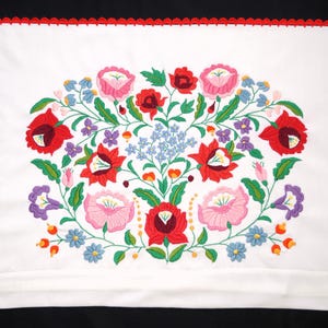 Hungarian new Kalocsa cushion cover 57.5/44 cm, hand embroidered pillowcase, Hungarian folk pillowcase, colorful floral pillowcase, art gift