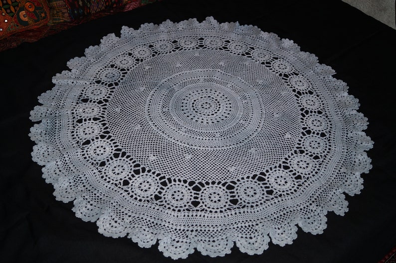 Grey crochet circle tablecloth 113 cm table decoration handmade flower crochet tableclothes crochet doily,vintage centerpiece home decor