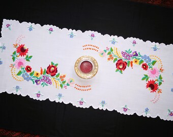 ☆★新品☆★ハンガリー・カロチャ刺繍♡テーブルランナー ヴィンテージ カロチャ ハンガリー花刺繍テーブルランナー (27インチ