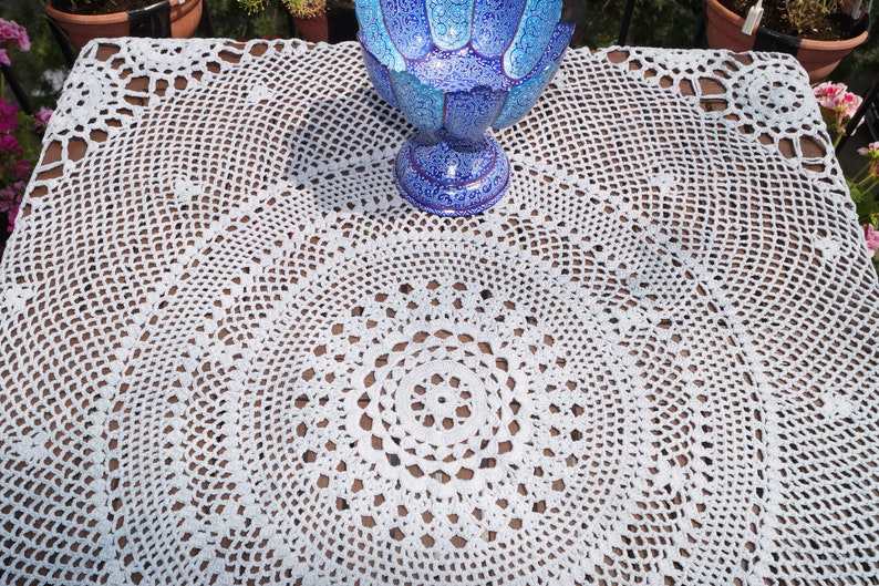 Grey crochet circle tablecloth 113 cm table decoration handmade flower crochet tableclothes crochet doily,vintage centerpiece home decor