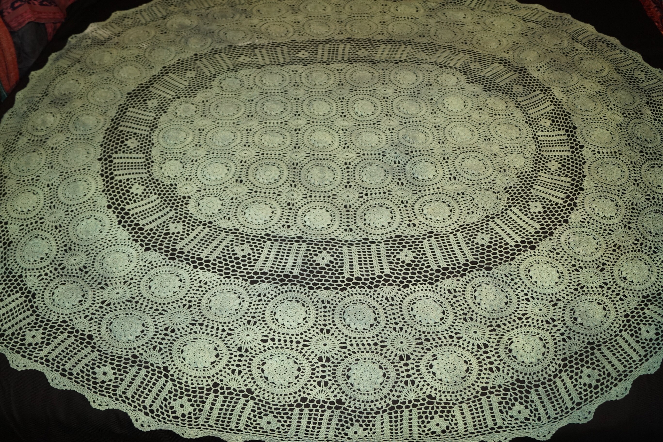 Green Crochet Oval Tablecloth 180/152 Cm. Green Table Etsy