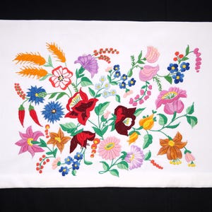 Hungarian Kalocsa cushion cover 54/ 37 cm, hand embroidered pillow, Hungarian folk pillowcase, colorful floral embroidery, floral pillowcase