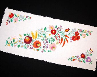 ハンガリーのカロチャテーブルランナー 81/35 cm、手刺繍のホーム