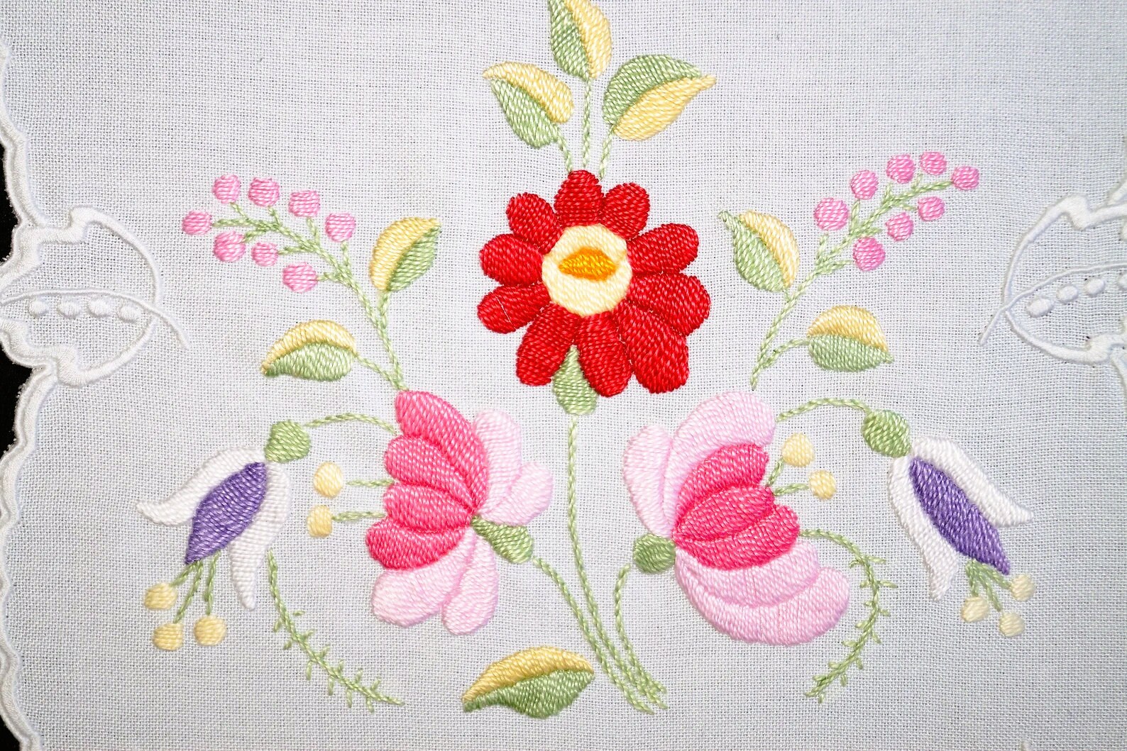 新品 ハンガリー カロチャ刺繍 テーブルクロス 伝統工芸品 テーブルランナー 刺繍の国ハンガリーのカロチャ刺繍ランナー73×33cm ge-1022の