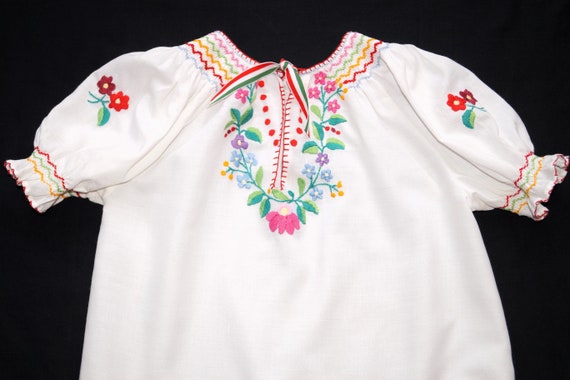 Hungarian Kalocsa ethnic hand embroidered girl dr… - image 3