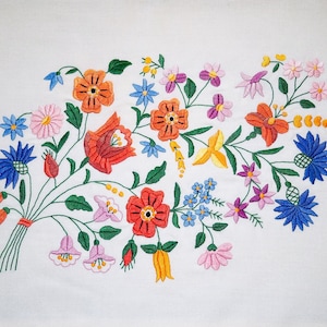 Funda de almohada Kalocsa húngara 55/ 42 cm, almohada bordada a mano, funda de almohada popular húngara, bordado floral colorido, funda de almohada floral