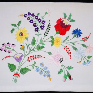 Funda de almohada húngara Kalocsa de 47/38 cm, almohada bordada a mano, funda de almohada popular húngara, bordado floral colorido, funda de almohada floral